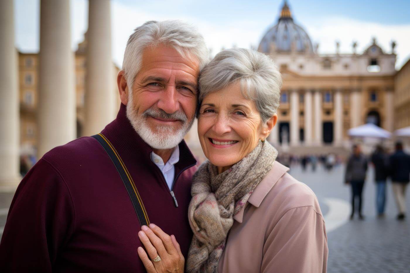 Ehepaar in den 40ern im Petersdom in der Vatikanstadt